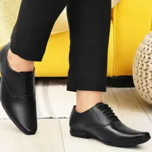 Nexsy Latest Trendy Men Formal Shoes | Black Derby Shoes | Office Shoes for Men & Boys - Black (LACE07)