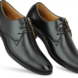 Nexsy Latest Trendy Men Formal Shoes | Black Derby Shoes | Office Shoes For Men's & Boys - LACE02 Black